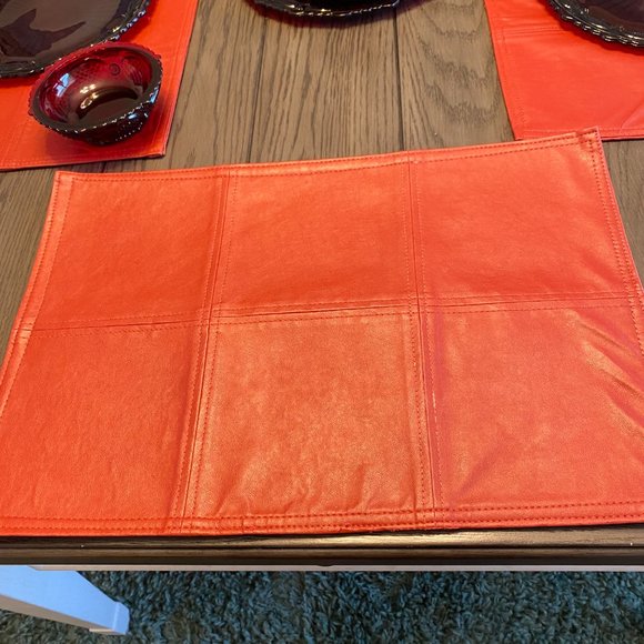 Red Leather Place Mats - Picture 3 of 4